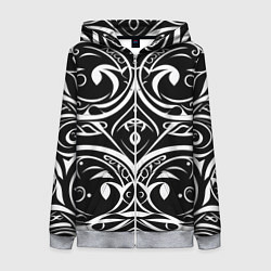 Женская толстовка на молнии Белое на чёрном