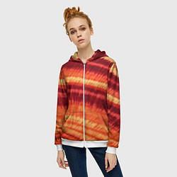 Толстовка на молнии женская Тай-дай разводы, цвет: 3D-белый — фото 2