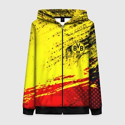 Толстовка на молнии женская Borussia color краски спорт, цвет: 3D-черный