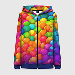 Толстовка на молнии женская Радужные пупырки, цвет: 3D-синий