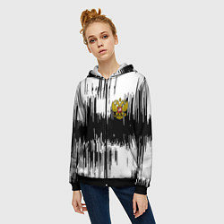 Толстовка на молнии женская Россия герб штриховка, цвет: 3D-черный — фото 2