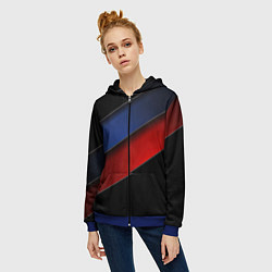 Толстовка на молнии женская Синие и красные полосы, цвет: 3D-синий — фото 2