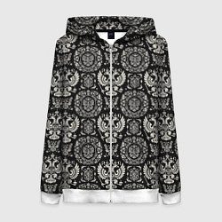 Женская толстовка на молнии Черно-белый греб России паттерн