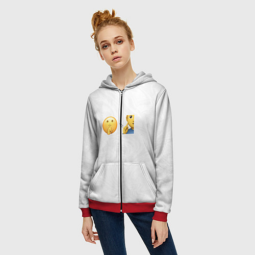 Женская толстовка на молнии Мьюнинг эмодзи / 3D-Красный – фото 3