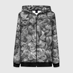 Толстовка на молнии женская Кудрявая шерсть баранов, цвет: 3D-черный