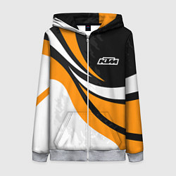 Толстовка на молнии женская КТМ - оранжевые вставки, цвет: 3D-меланж