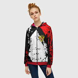 Толстовка на молнии женская Россия краски текстура, цвет: 3D-красный — фото 2