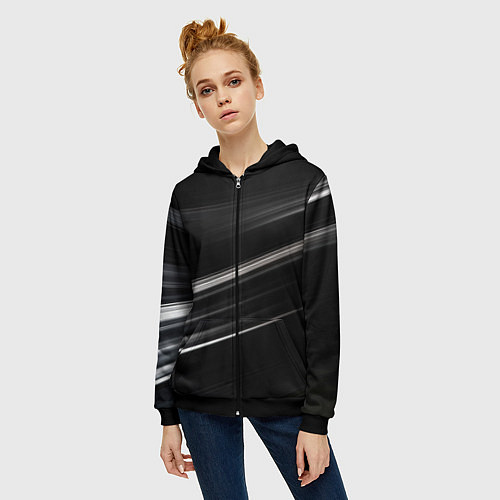Женская толстовка на молнии Black abstract background / 3D-Черный – фото 3
