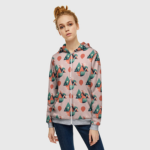 Женская толстовка на молнии Абстракция, треугольник / 3D-Меланж – фото 3
