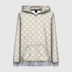 Толстовка на молнии женская Паттерн узоры светлый бежевый, цвет: 3D-меланж