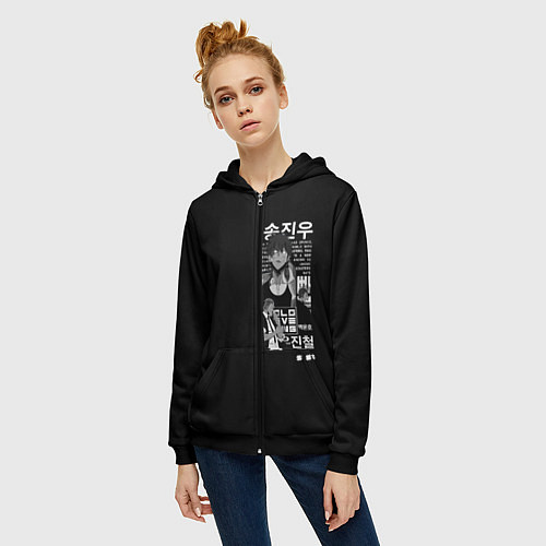 Женская толстовка на молнии NoSolo Leveling / 3D-Черный – фото 3
