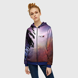Толстовка на молнии женская Масс эффект вторжение, цвет: 3D-синий — фото 2
