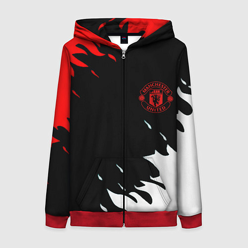 Женская толстовка на молнии Manchester United flame fc / 3D-Красный – фото 1