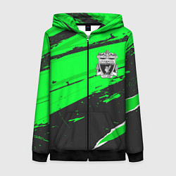 Толстовка на молнии женская Liverpool sport green, цвет: 3D-черный