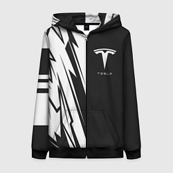 Толстовка на молнии женская Tesla - carbon texture, цвет: 3D-черный