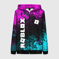 Женская толстовка на молнии Роблокс - неоновые брызги