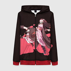 Толстовка на молнии женская Нэдзуко ярость, цвет: 3D-красный