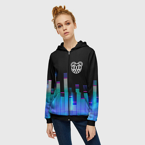 Женская толстовка на молнии Radiohead эквалайзер / 3D-Черный – фото 3