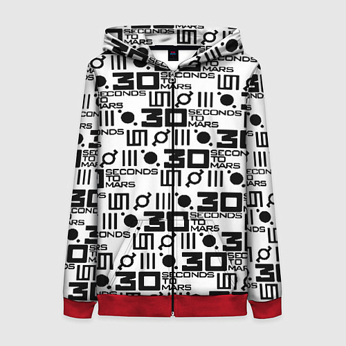 Женская толстовка на молнии Thirty Seconds to Mars pattern rock / 3D-Красный – фото 1