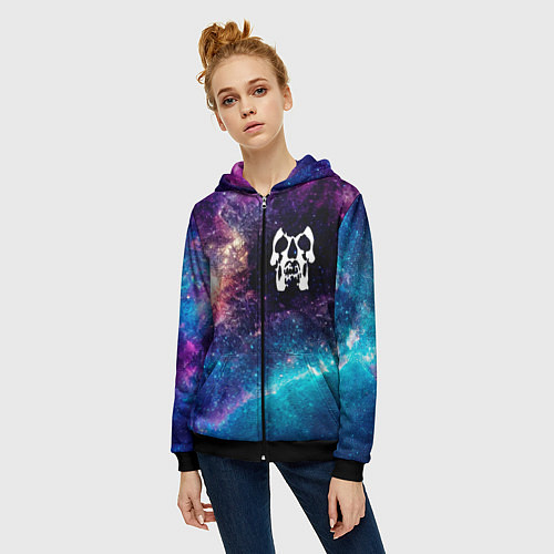 Женская толстовка на молнии Deftones space rock / 3D-Черный – фото 3