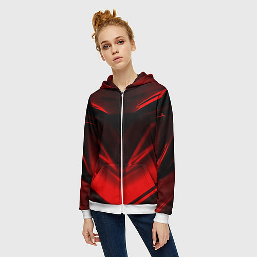Женская толстовка на молнии Geometry stripes line / 3D-Белый – фото 3