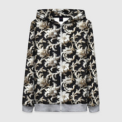 Толстовка на молнии женская Узор в стиле барокко, цвет: 3D-меланж