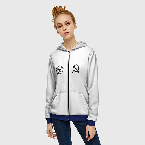 Женская толстовка на молнии СССР гост три полоски / 3D-Синий – фото 3