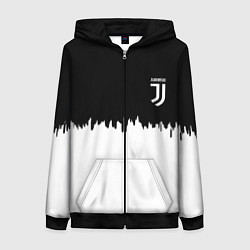 Толстовка на молнии женская Juventus белый огонь текстура, цвет: 3D-черный