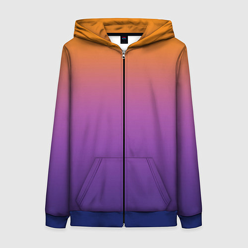 Женская толстовка на молнии Градиент оранжево-фиолетовый / 3D-Синий – фото 1