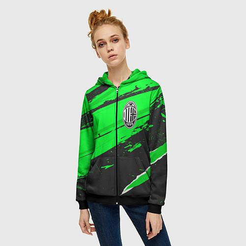 Женская толстовка на молнии AC Milan sport green / 3D-Черный – фото 3