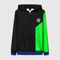 Женская толстовка на молнии Skoda pattern sport green