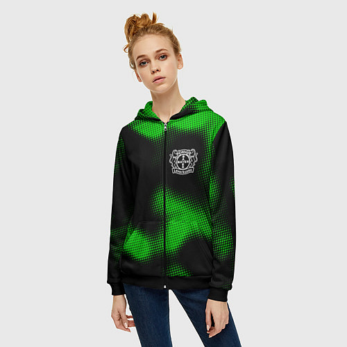 Женская толстовка на молнии Bayer 04 sport halftone / 3D-Черный – фото 3