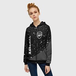 Толстовка на молнии женская Arsenal sport на темном фоне вертикально, цвет: 3D-черный — фото 2