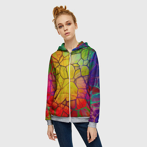 Женская толстовка на молнии Bright abstraction / 3D-Меланж – фото 3