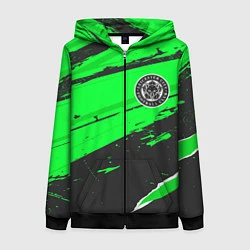 Толстовка на молнии женская Leicester City sport green, цвет: 3D-черный