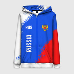 Женская толстовка на молнии Триколор и герб России