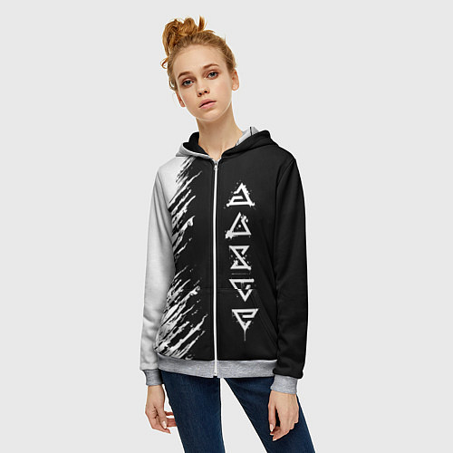 Женская толстовка на молнии Ведьмачьи знаки с подтеками / 3D-Меланж – фото 3