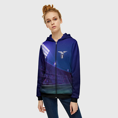 Женская толстовка на молнии Lazio ночное поле / 3D-Черный – фото 3