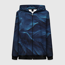 Толстовка на молнии женская Синие глубокие абстрактные волны, цвет: 3D-черный
