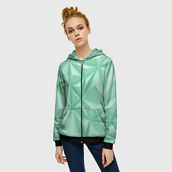 Толстовка на молнии женская Объемные пирамидки, цвет: 3D-черный — фото 2