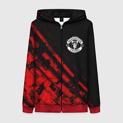 Толстовка на молнии женская Manchester United sport grunge, цвет: 3D-красный