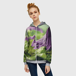 Толстовка на молнии женская Геометрический пейзаж фиолетовый и зеленый, цвет: 3D-меланж — фото 2