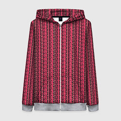 Женская толстовка на молнии Красно-розовый искажённые полосы