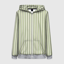 Толстовка на молнии женская Светлый серо-зелёный полосатый, цвет: 3D-меланж