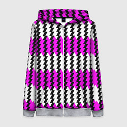 Женская толстовка на молнии Вертикальные бело-розовые полосы