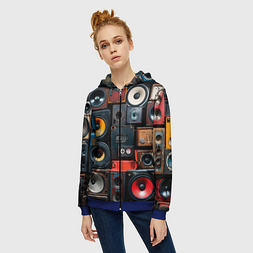 Женская толстовка на молнии Audio speaker / 3D-Синий – фото 3