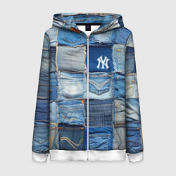 Женская толстовка на молнии Patchwork - New York yankees baseball team