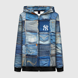 Женская толстовка на молнии Patchwork - New York yankees baseball team