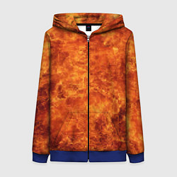 Толстовка на молнии женская Пламя 8бит текстура, цвет: 3D-синий