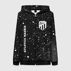 Толстовка на молнии женская Atletico Madrid sport на темном фоне вертикально, цвет: 3D-черный